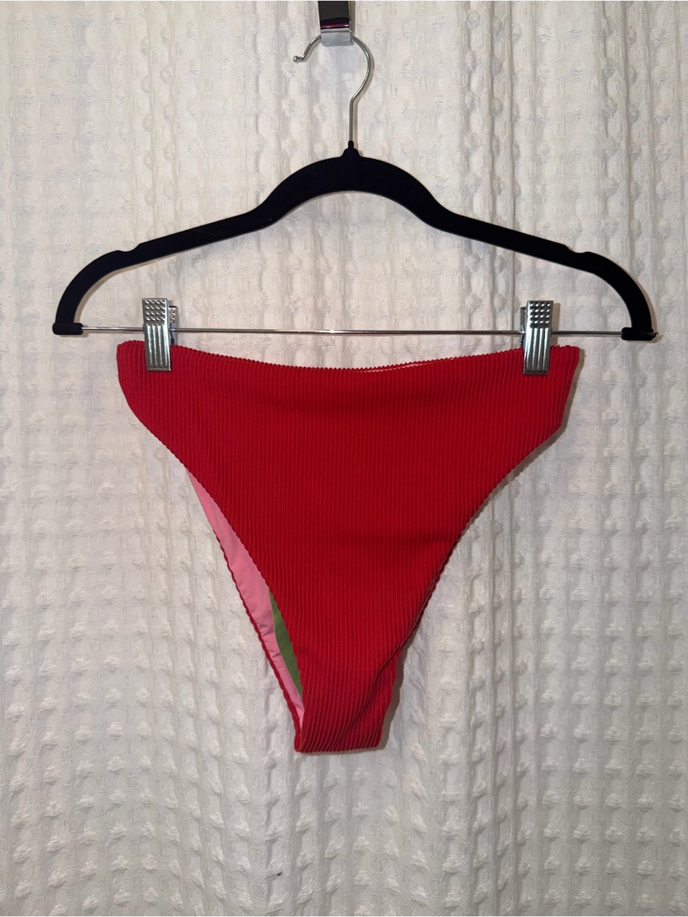 FARM Rio Red Ribbed High-Cut Bikini Bottom - Picture 3 of 6